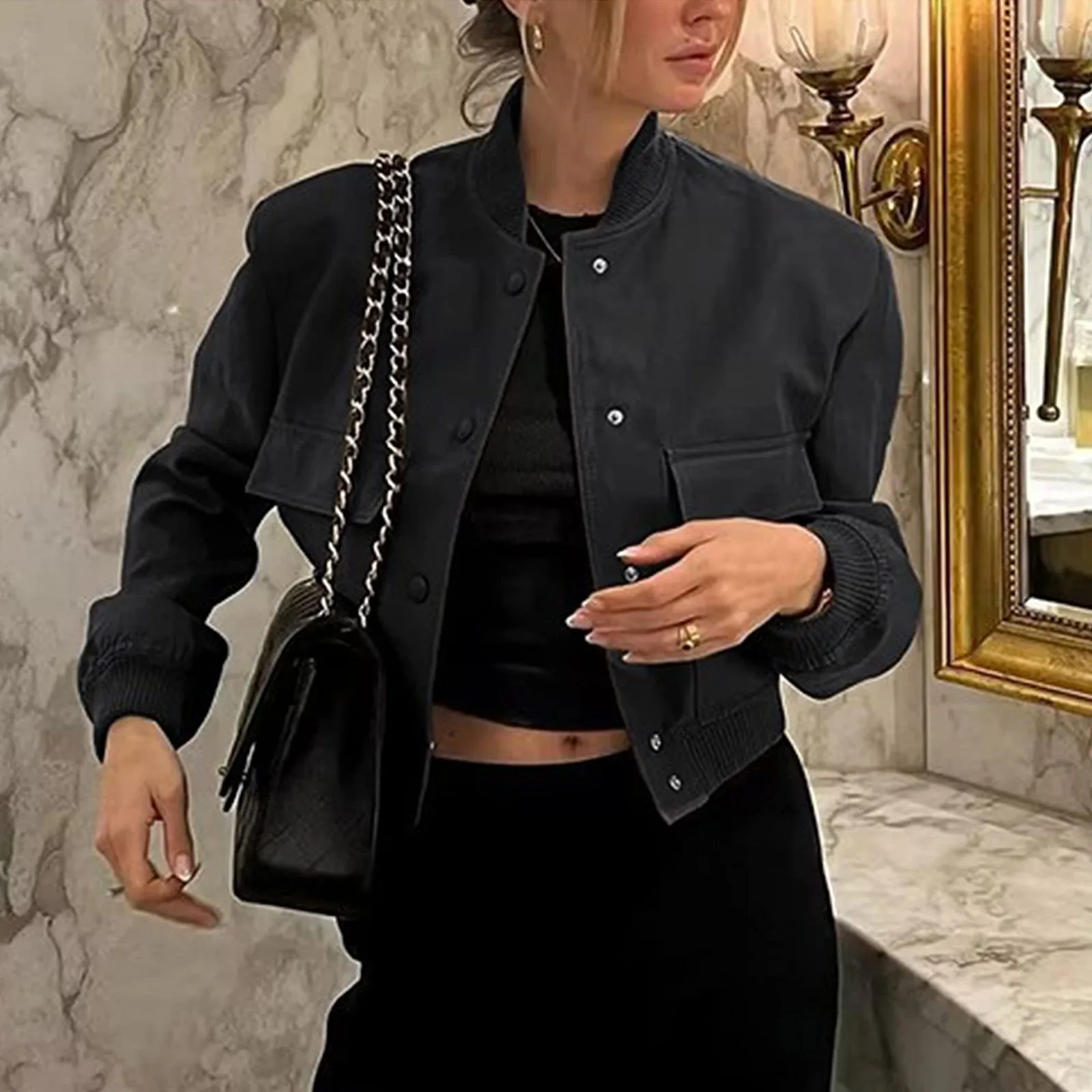 Women's Cropped Jacket Long Sleeve Jacket Coat With Pocket Button Jacket Shirt Jacket Women Jean Anorak Jacket
Women's Cropped Jacket Long Sleeve Jacket Coat With Pocket Button Jacket Shirt Jacket Women Jean Anorak Jacket
