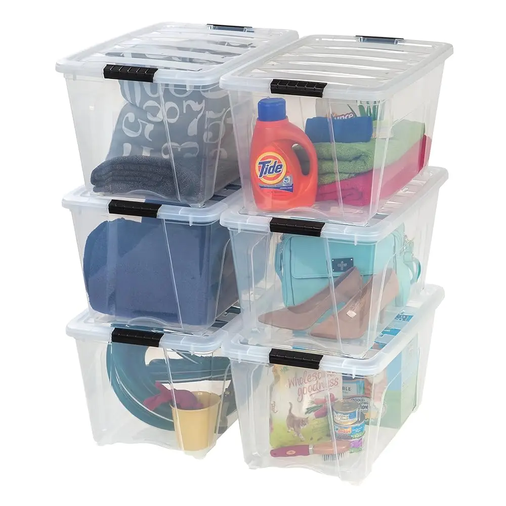 Usa 54 Qt Stackable Plastic Storage Bins With Lids, 6 Pa - Bpa-Free, Made In Usa - See-Through Organizing Solution, Latches,
Usa 54 Qt Stackable Plastic Storage Bins With Lids, 6 Pa - Bpa-Free, Made In Usa - See-Through Organizing Solution, Latches,