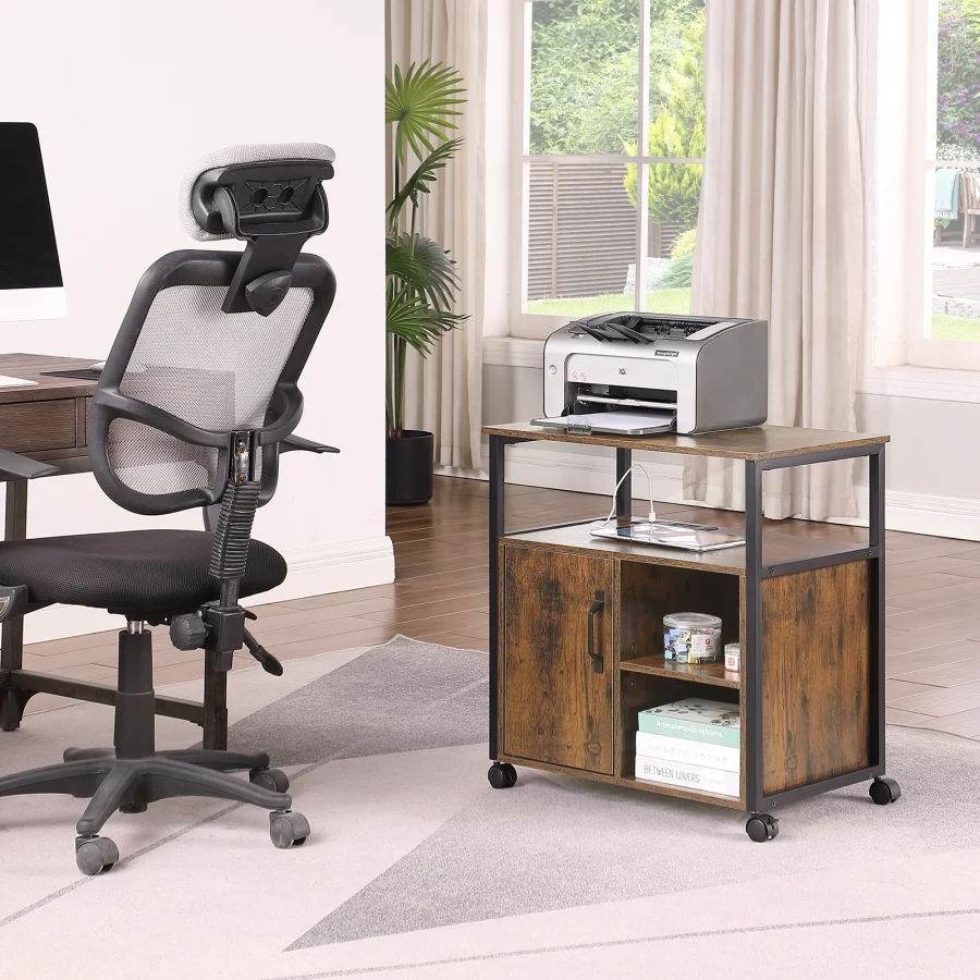 Office file cabinet with socket and USB charging port, A4/Letter storage printer stand, metal side frame, rustic brown+black, e
Office file cabinet with socket and USB charging port, A4/Letter storage printer stand, metal side frame, rustic brown+black, e