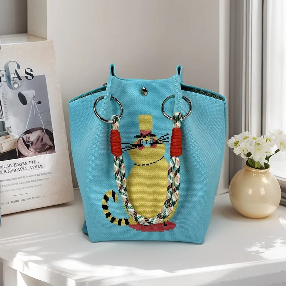 Модная мультяшная вязаная сумка-ведро, тканая сумка ручной работы с кольцом и пряжкой, большая вместительная сумка-тоут для женщин и девочек
Модная мультяшная вязаная сумка-ведро, тканая сумка ручной работы с кольцом и пряжкой, большая вместительная сумка-тоут для женщин и девочек