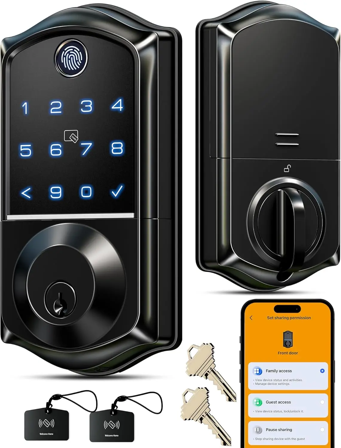 Smart Fingerprint Door Lock with App Control, 8-in-1 Keyless Entry, Auto Lock & Emergency Power Port
Smart Fingerprint Door Lock with App Control, 8-in-1 Keyless Entry, Auto Lock & Emergency Power Port