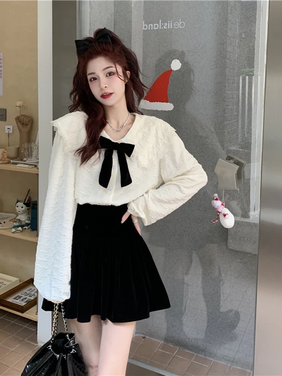 Casual Long Sleeve Women's Shirt Knot Doll Collar Loose Fit Sun Protection Spring New Arrival White Color Korean Style
Casual Long Sleeve Women's Shirt Knot Doll Collar Loose Fit Sun Protection Spring New Arrival White Color Korean Style