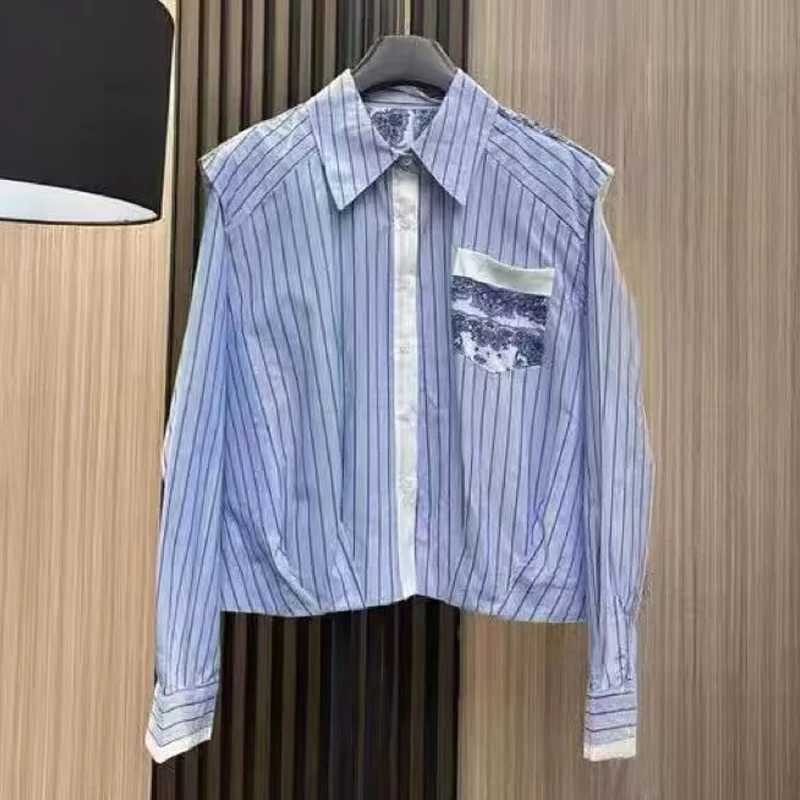 Retro Striped Long Sleeve Women's Shirt Autumn 2025 New Design Sense Fashion Pocket Patchwork Top Breathable Comfortable Skin...
Retro Striped Long Sleeve Women's Shirt Autumn 2025 New Design Sense Fashion Pocket Patchwork Top Breathable Comfortable Skin...
