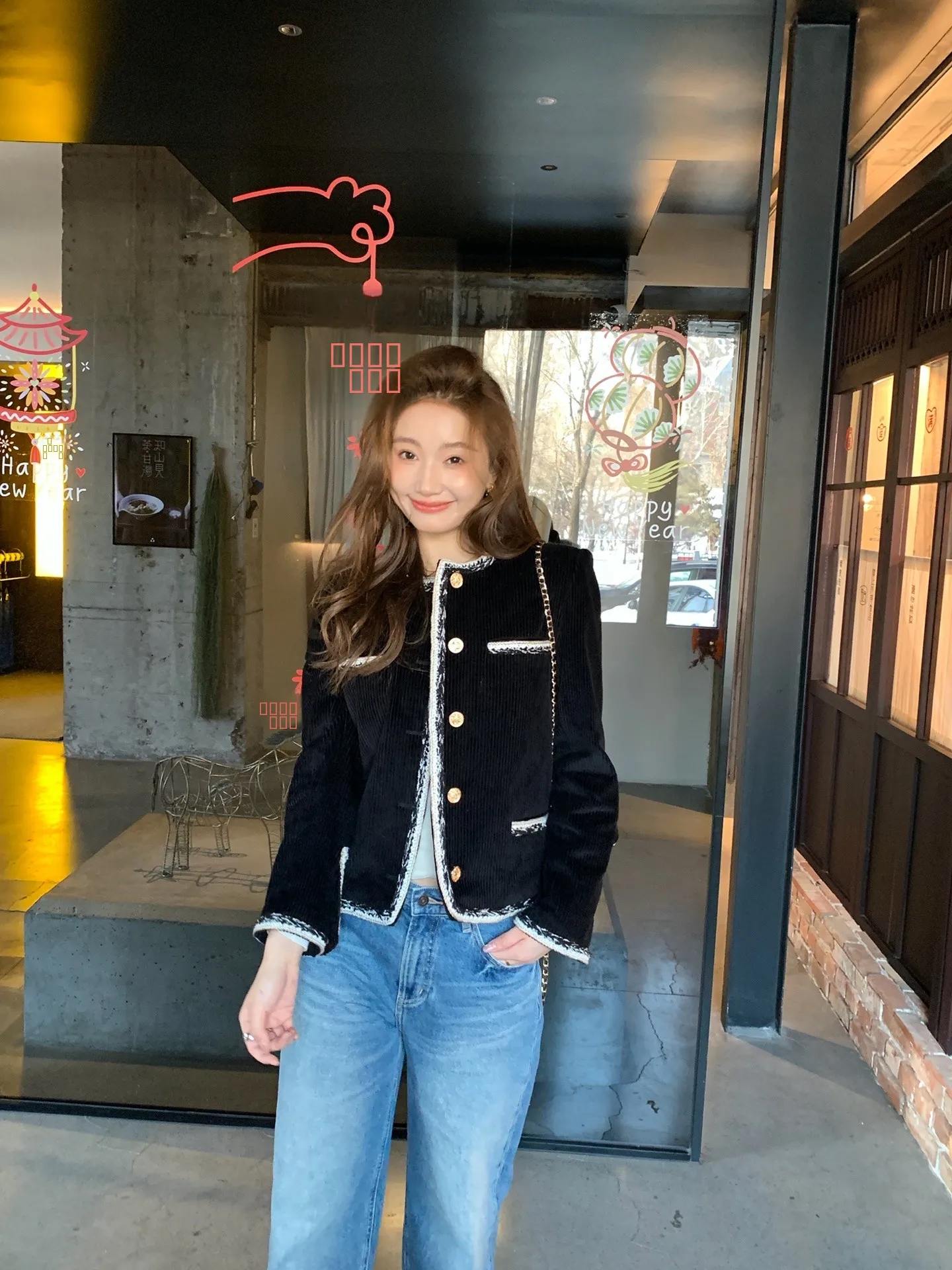 Bla Velvet Quilted Jaet Women's Faion Slim Fit French Sle round Ne Long Sve Coat Ele Rich Girl irt Sle
Bla Velvet Quilted Jaet Women's Faion Slim Fit French Sle round Ne Long Sve Coat Ele Rich Girl irt Sle