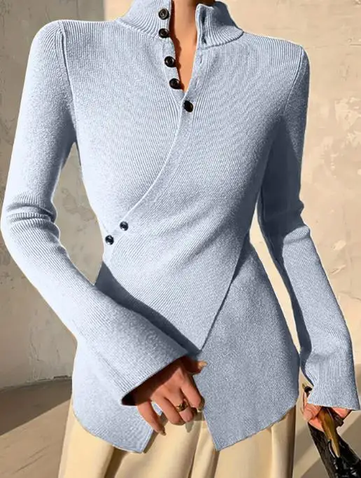 2025 воротник-стойка с перекрестной пряжкой, облегающий пояс, однотонный темпераментный топ, зимний женский элегантный однотонный вязаный свитер
2025 воротник-стойка с перекрестной пряжкой, облегающий пояс, однотонный темпераментный топ, зимний женский элегантный однотонный вязаный свитер