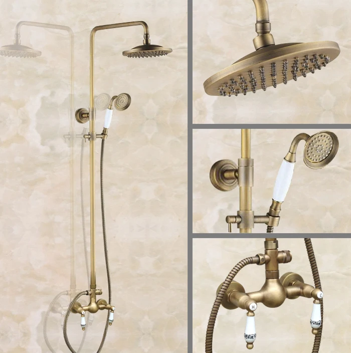 Retro Brass Wall Mounted Bathroom Shower Faucet Set Rainfall/Handheld Shower Hot And Cold Water Mixer Taps Kit Dan108
Retro Brass Wall Mounted Bathroom Shower Faucet Set Rainfall/Handheld Shower Hot And Cold Water Mixer Taps Kit Dan108