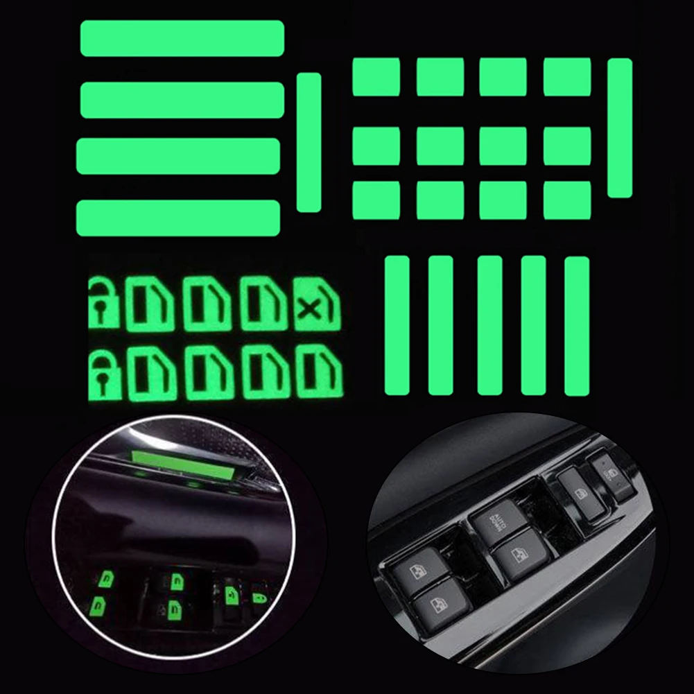 34Pcs Car Window Lift Button Luminous Sticker Door Handle Lifter Night Safety Switch Decals Interior Decoration Car Accessories
34Pcs Car Window Lift Button Luminous Sticker Door Handle Lifter Night Safety Switch Decals Interior Decoration Car Accessories