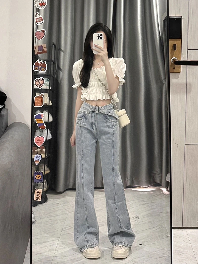 Retro High Waist Bell Bottom Jeans Women's Spring New Slimming Design Unique Ankle Length Pants Vintage Style Ladies Jeans
Retro High Waist Bell Bottom Jeans Women's Spring New Slimming Design Unique Ankle Length Pants Vintage Style Ladies Jeans