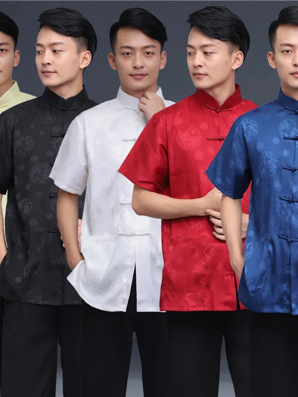 Summer Satin Madarin Collar Vintage Tang Suit Traditional Chinese Clothing for Men Dragon Silk Kung Fu Shirts Hanfu Blouse
Summer Satin Madarin Collar Vintage Tang Suit Traditional Chinese Clothing for Men Dragon Silk Kung Fu Shirts Hanfu Blouse