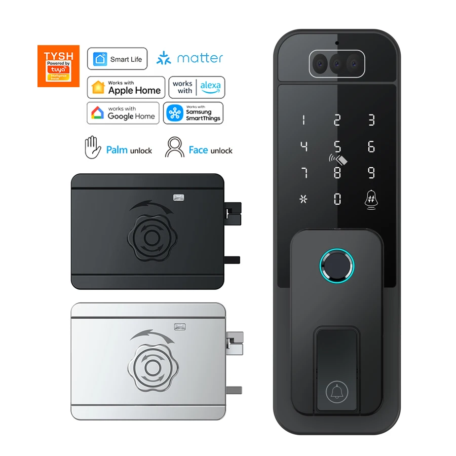 Smart Rim Lock with Face Unlock Camera Palm Vein Biometric for Gate Door Electronic Digital WiFi Security Locks
Smart Rim Lock with Face Unlock Camera Palm Vein Biometric for Gate Door Electronic Digital WiFi Security Locks