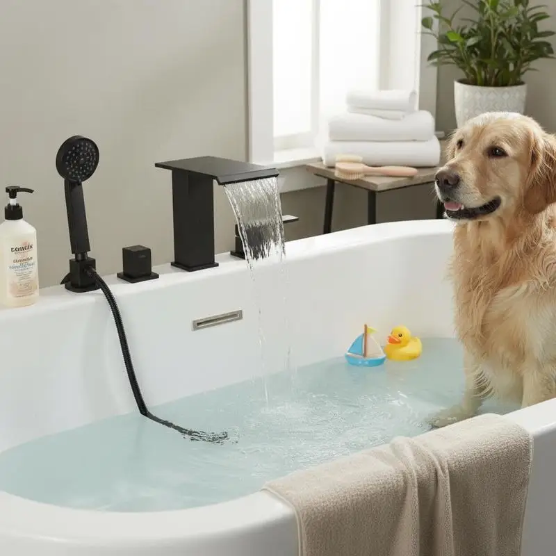 Waterfall Bath Mixer 3 Hole For Bathtub Shower, Pet Washing, Baby Care, Deck Mount Roman Faucet Set Matte Black Handheld Spra
Waterfall Bath Mixer 3 Hole For Bathtub Shower, Pet Washing, Baby Care, Deck Mount Roman Faucet Set Matte Black Handheld Spra