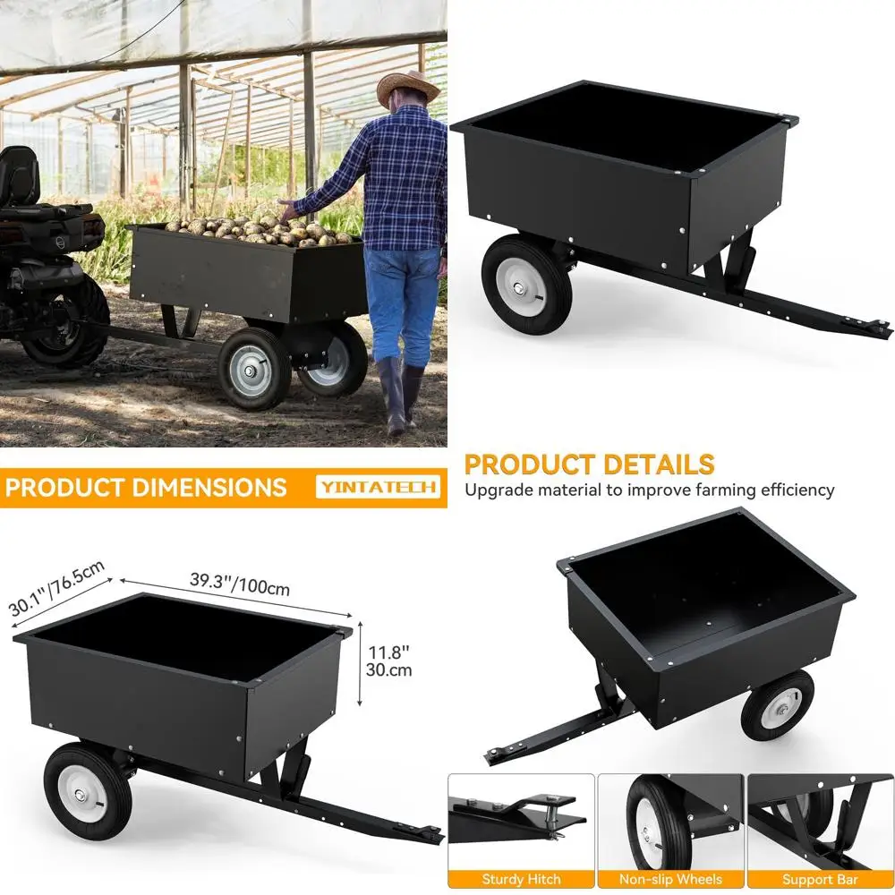 Heavy-Duty 350lbs Towable Dump Cart for Lawn Tractors and ATVs, Black
Heavy-Duty 350lbs Towable Dump Cart for Lawn Tractors and ATVs, Black