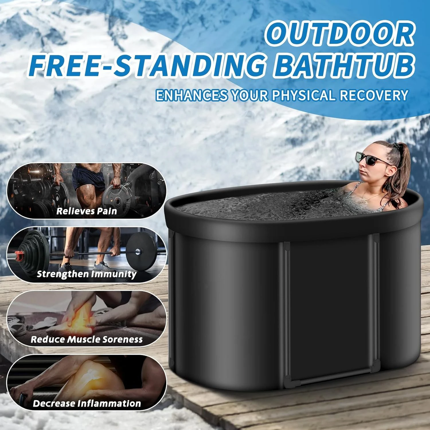 Ice Bath Tub for Athletes Large Collapsible Hot Tub Portable Cold Plunge for Outdoor Garden Yard Gym,Upgraded All-Aluminum Frame
Ice Bath Tub for Athletes Large Collapsible Hot Tub Portable Cold Plunge for Outdoor Garden Yard Gym,Upgraded All-Aluminum Frame
