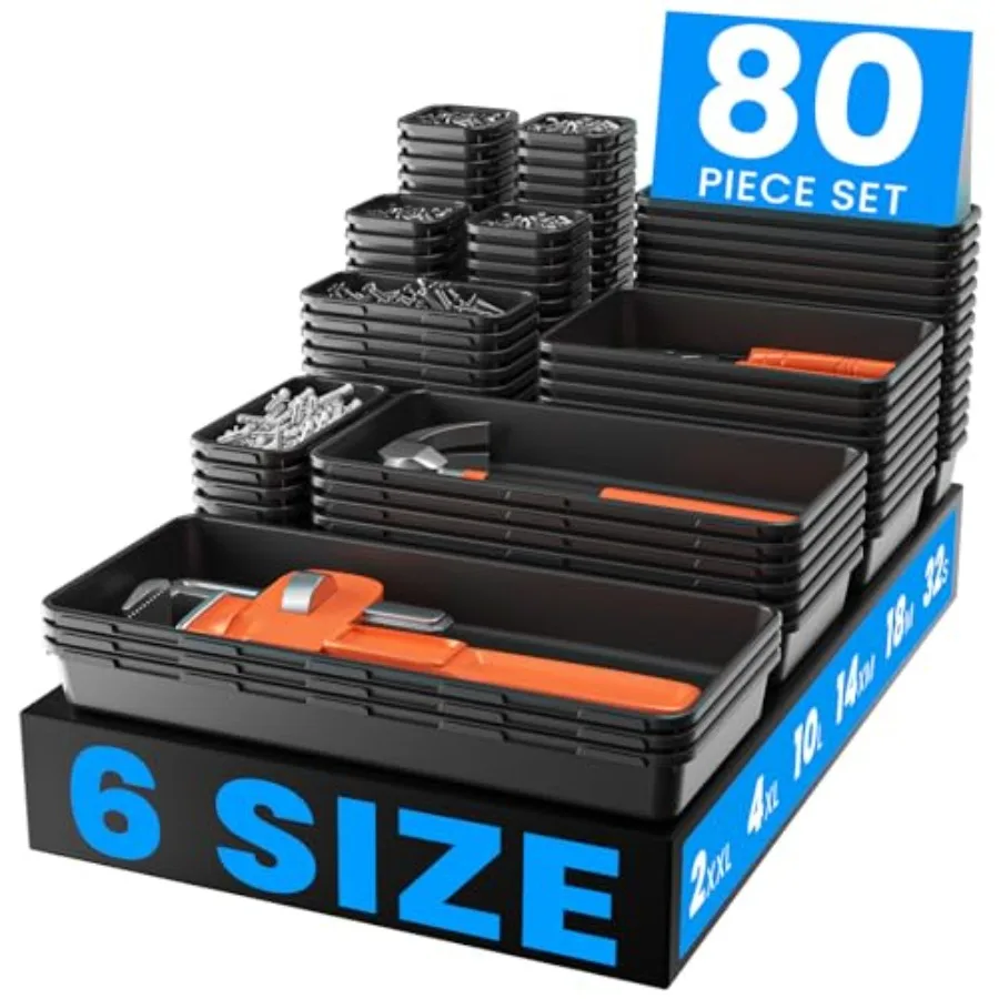 and 80PCS Tool Box Organizer Fits 100+ Tools Black Garage Organization and Storage Tray Divider Set, Desk Drawer Org
and 80PCS Tool Box Organizer Fits 100+ Tools Black Garage Organization and Storage Tray Divider Set, Desk Drawer Org