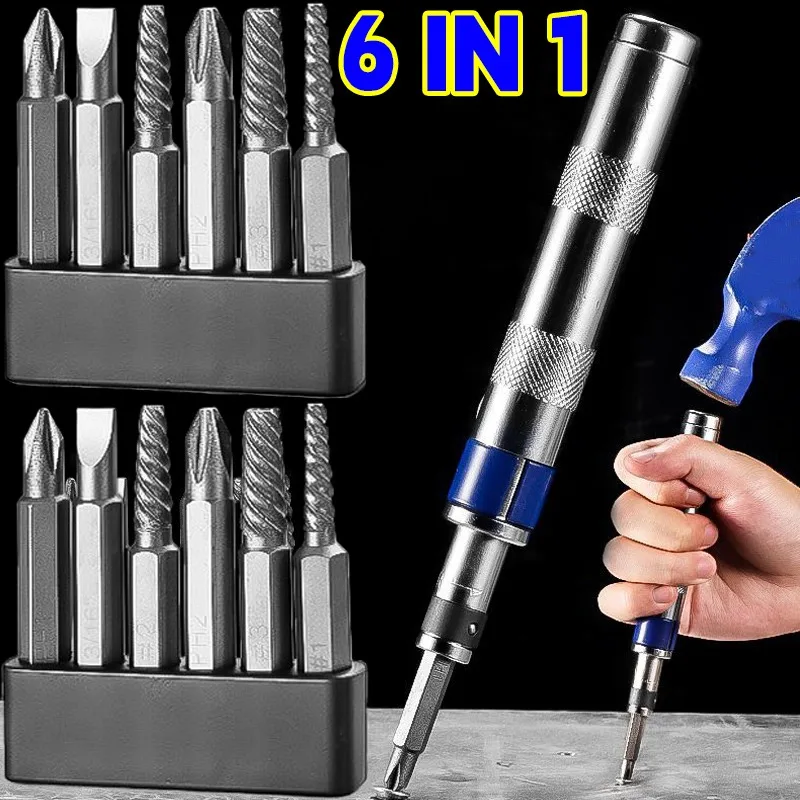 6 in 1 Alloy Steel Impact Screwdriver Set Impact Drive Rusted Stuck Broken Fasteners Remover Woodworking Saw Hole Opener Tools
6 in 1 Alloy Steel Impact Screwdriver Set Impact Drive Rusted Stuck Broken Fasteners Remover Woodworking Saw Hole Opener Tools