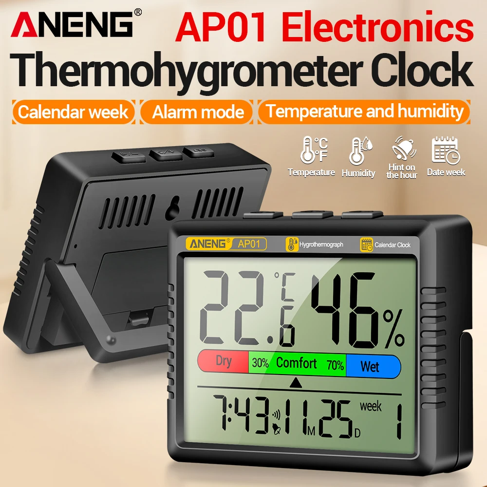 Digital Thermometer Hygrometer Tester ANENG AP01 Household Portable Multiscene Measurement Air Temperature Humidity Meter Tools