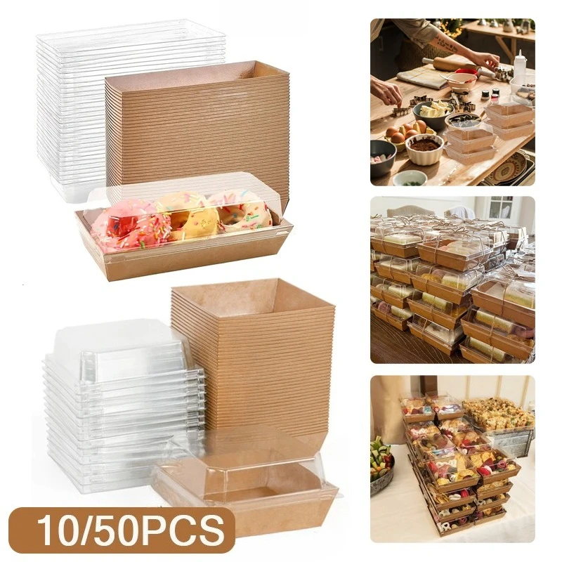 10/50PCS Kraft Paper Cake Boxes with Clear Lids Disposable Sandwich Boxes Square To Go Food Containers for Desserts Strawberry
10/50PCS Kraft Paper Cake Boxes with Clear Lids Disposable Sandwich Boxes Square To Go Food Containers for Desserts Strawberry