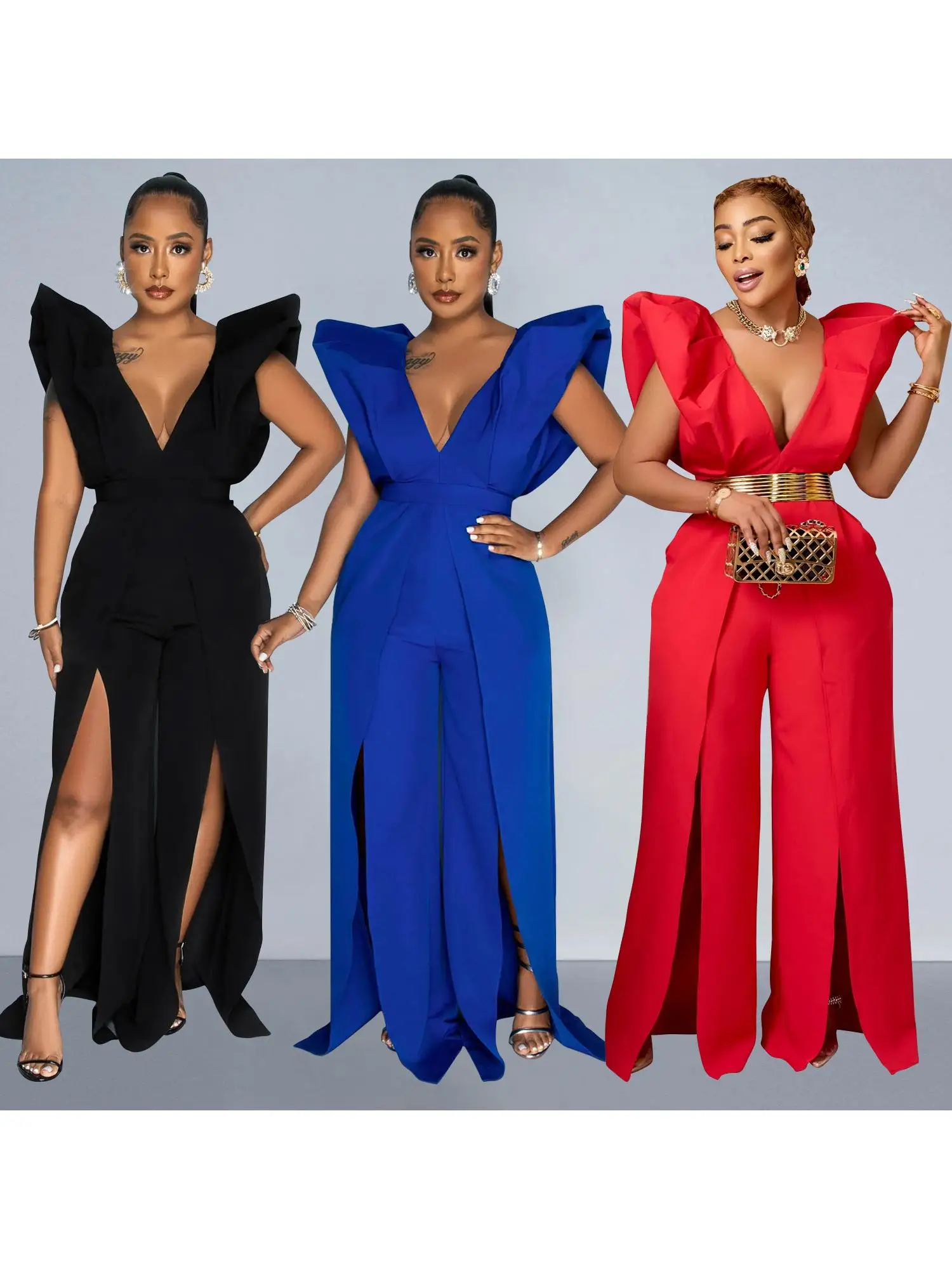 Faionable Pure Color Sexy V-Ne Pleated Long Pants One-Piece Suit Women's Clothing 2024 Summer Collection
Faionable Pure Color Sexy V-Ne Pleated Long Pants One-Piece Suit Women's Clothing 2024 Summer Collection