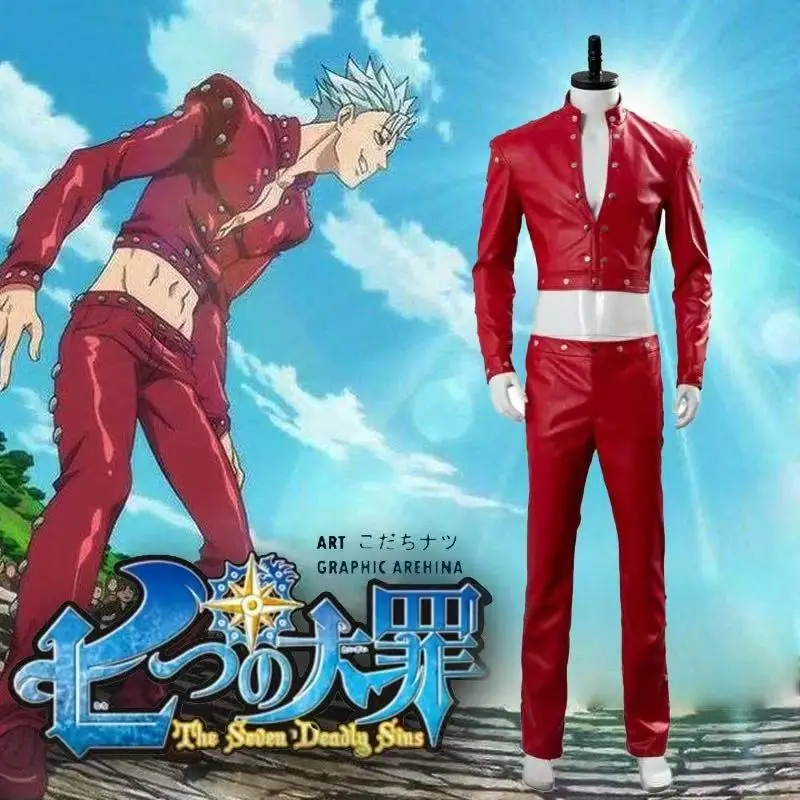 Anime Seven Deadly Sins: Wrath of The Gods Ban Cosplay Costume Red PU Coat Pants Set Adult Unisex Halloween Carnival Suit
Anime Seven Deadly Sins: Wrath of The Gods Ban Cosplay Costume Red PU Coat Pants Set Adult Unisex Halloween Carnival Suit