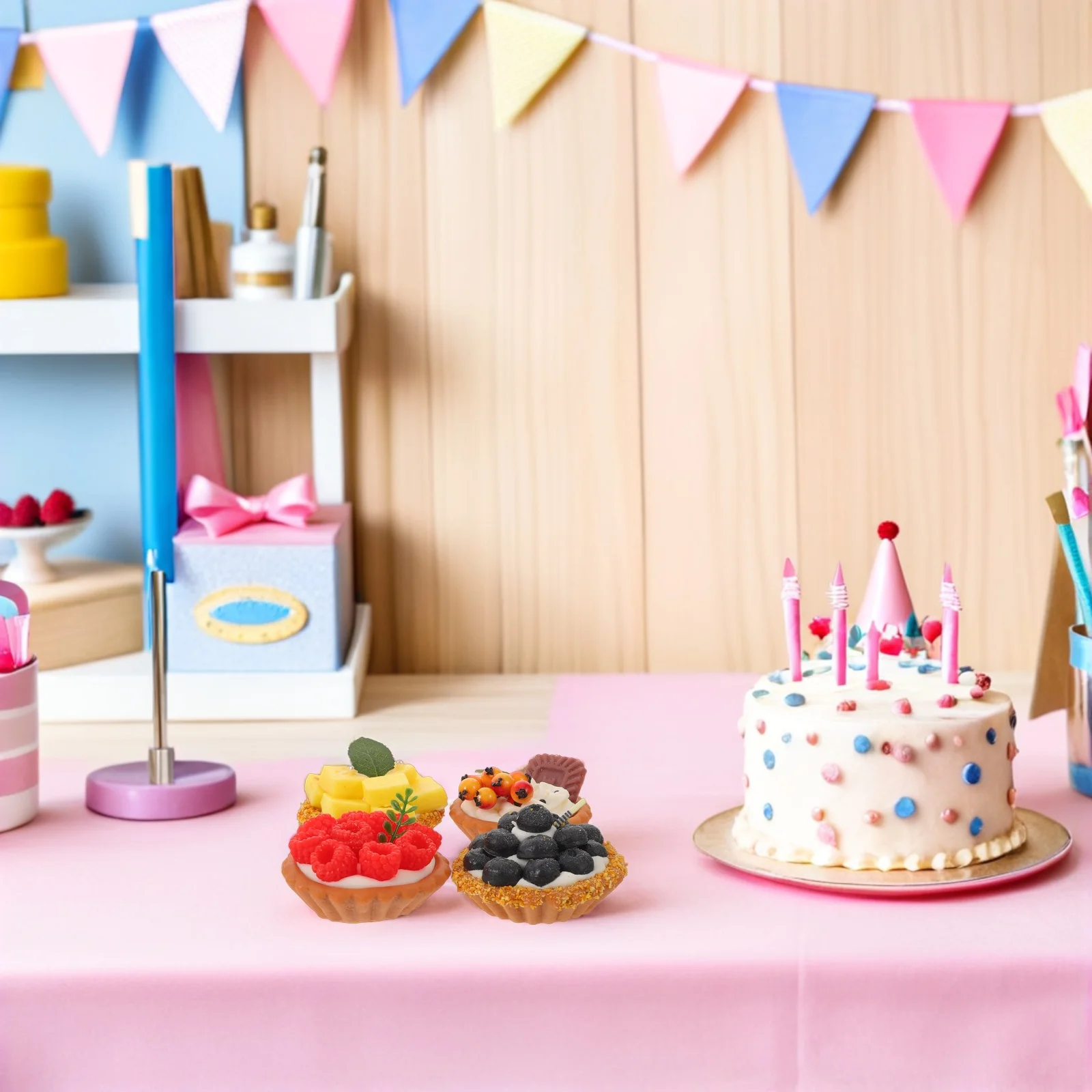 4Pcs Egg Tart Models Realistic Simulated Fruit Tarts Fake Dessert for Bakery Display Kitchen Party Decoration Faux Cupcake PVC
4Pcs Egg Tart Models Realistic Simulated Fruit Tarts Fake Dessert for Bakery Display Kitchen Party Decoration Faux Cupcake PVC