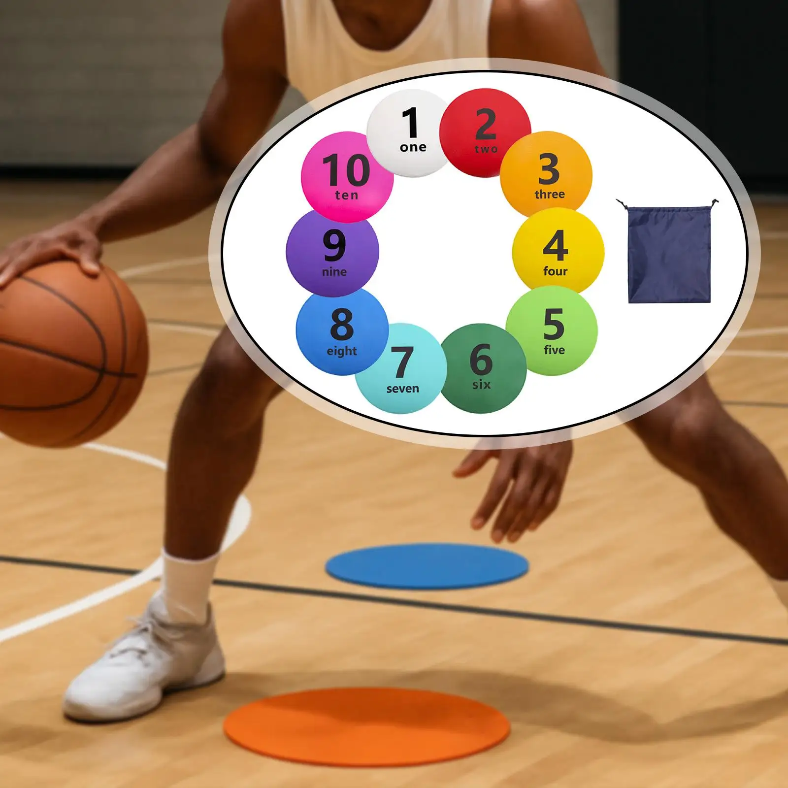 10 Pieces Numbered Spot Markers Anti Skid Floor Dots for Field and Court Marking Agility Training Football Training Fitness Gym
10 Pieces Numbered Spot Markers Anti Skid Floor Dots for Field and Court Marking Agility Training Football Training Fitness Gym
