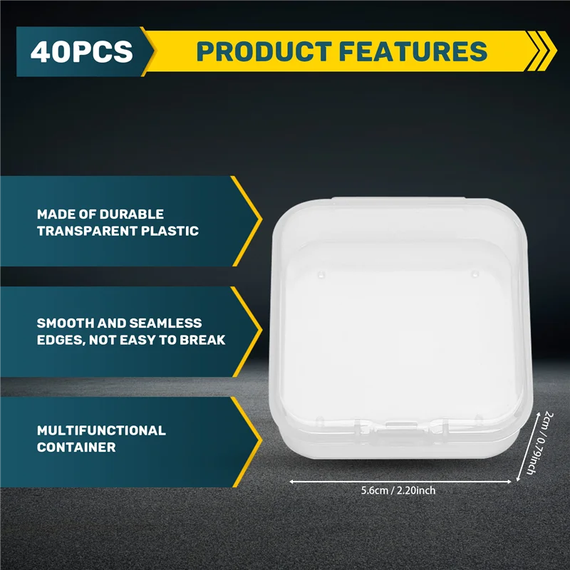 A05E-40 Pack Pack Clear Plastic Beads Storage Containers Box With Hinged Lid For Small Items, Diamond, Beads (2.2X2.2X0.79In)
A05E-40 Pack Pack Clear Plastic Beads Storage Containers Box With Hinged Lid For Small Items, Diamond, Beads (2.2X2.2X0.79In)