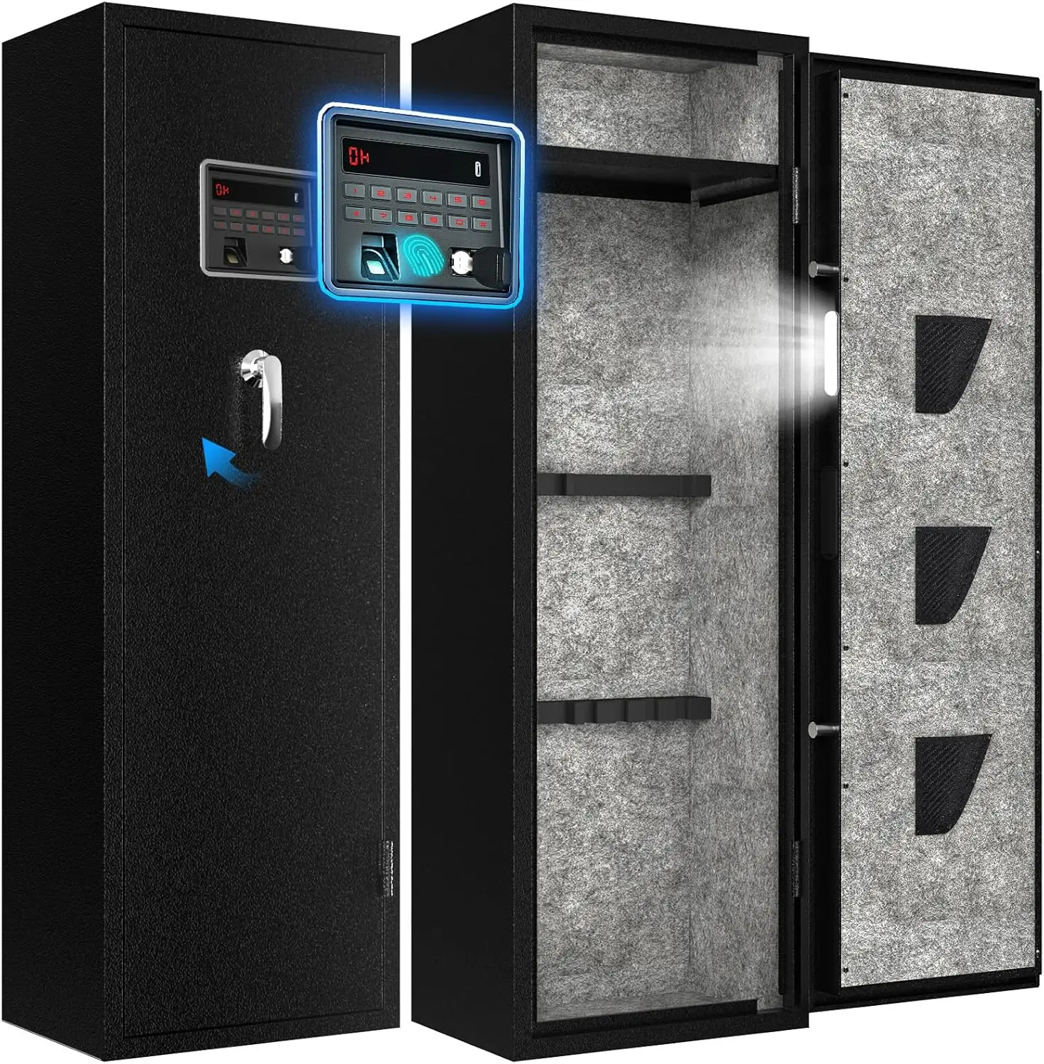 8-15 Biometric Gun Safe Rifle, with Upgraded Panel and LED Light, Quick Access Fingerprint Gun Cabinet with Removable Shelf
8-15 Biometric Gun Safe Rifle, with Upgraded Panel and LED Light, Quick Access Fingerprint Gun Cabinet with Removable Shelf
