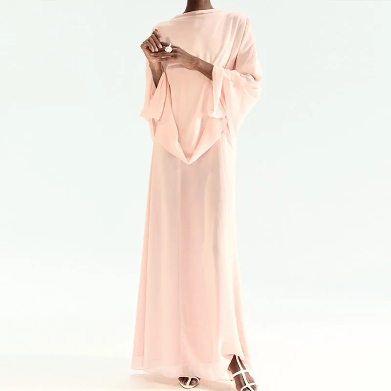 Elegant High Neck Cape Design Chiffon Dress Women Casual Batwing Sleeve Pink Evening Gown Fashion Chic Flowy Solid Long Dresses
Elegant High Neck Cape Design Chiffon Dress Women Casual Batwing Sleeve Pink Evening Gown Fashion Chic Flowy Solid Long Dresses