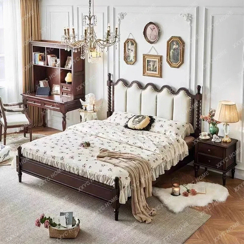 A Retro leather bed master bedroom 1.8 meters solid wood double bed
A Retro leather bed master bedroom 1.8 meters solid wood double bed