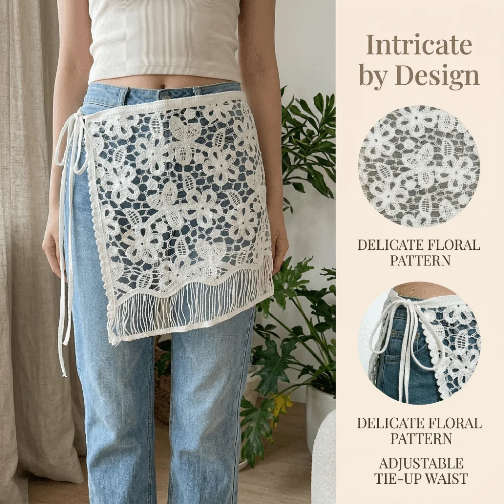 Fashion Lace Up Design Hip Scarf Elegant Lightweight Ruffled Hem Skirt Versatile Waist Band Skirt Casual Outing
Fashion Lace Up Design Hip Scarf Elegant Lightweight Ruffled Hem Skirt Versatile Waist Band Skirt Casual Outing