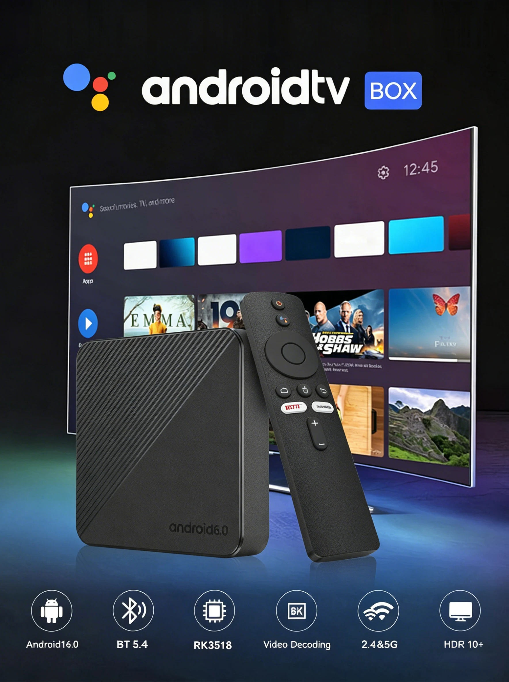 S4217154e3b204e8a8963e44319242adfh Smart TV Box Android16 2026 T8 RK3518 Wifi6 Google Assistant 8K Video BT6.0 Netflix 8GB 128GB Media Player Very Fast Set Top Box