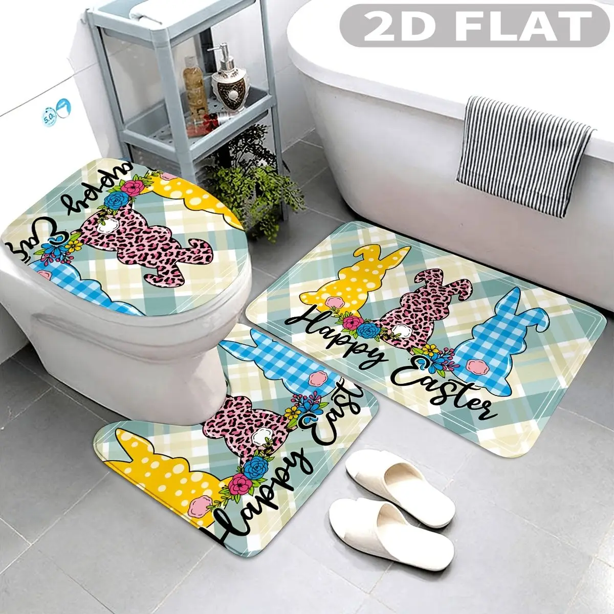 3pcs Bathroom Rug Set Happy Easter Bunny Print 3pcs Bath Mats Set for Bathroom Non-Slip Cover Mat
3pcs Bathroom Rug Set Happy Easter Bunny Print 3pcs Bath Mats Set for Bathroom Non-Slip Cover Mat