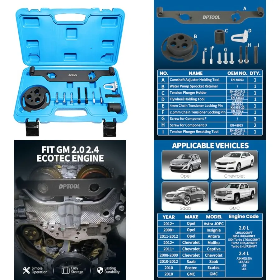 Camshaft Actuator Locking Timing Tool Kit Cam Phaser Retainer Water Pump Sprocket Retainer Holding Tool Compatible with GM/Buick/Chevrolet/GMC Ecotec 2.0 2.4 Engine Replace EN48953
Camshaft Actuator Locking Timing Tool Kit Cam Phaser Retainer Water Pump Sprocket Retainer Holding Tool Compatible with GM/Buick/Chevrolet/GMC Ecotec 2.0 2.4 Engine Replace EN48953