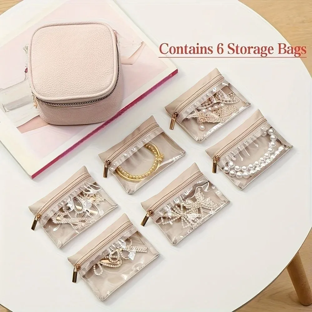 Portable Travel Jewelry Box PU Leather with 6Pcs Small Pouches Earring Storage Case Large Capacity Velvet Pouch
Portable Travel Jewelry Box PU Leather with 6Pcs Small Pouches Earring Storage Case Large Capacity Velvet Pouch