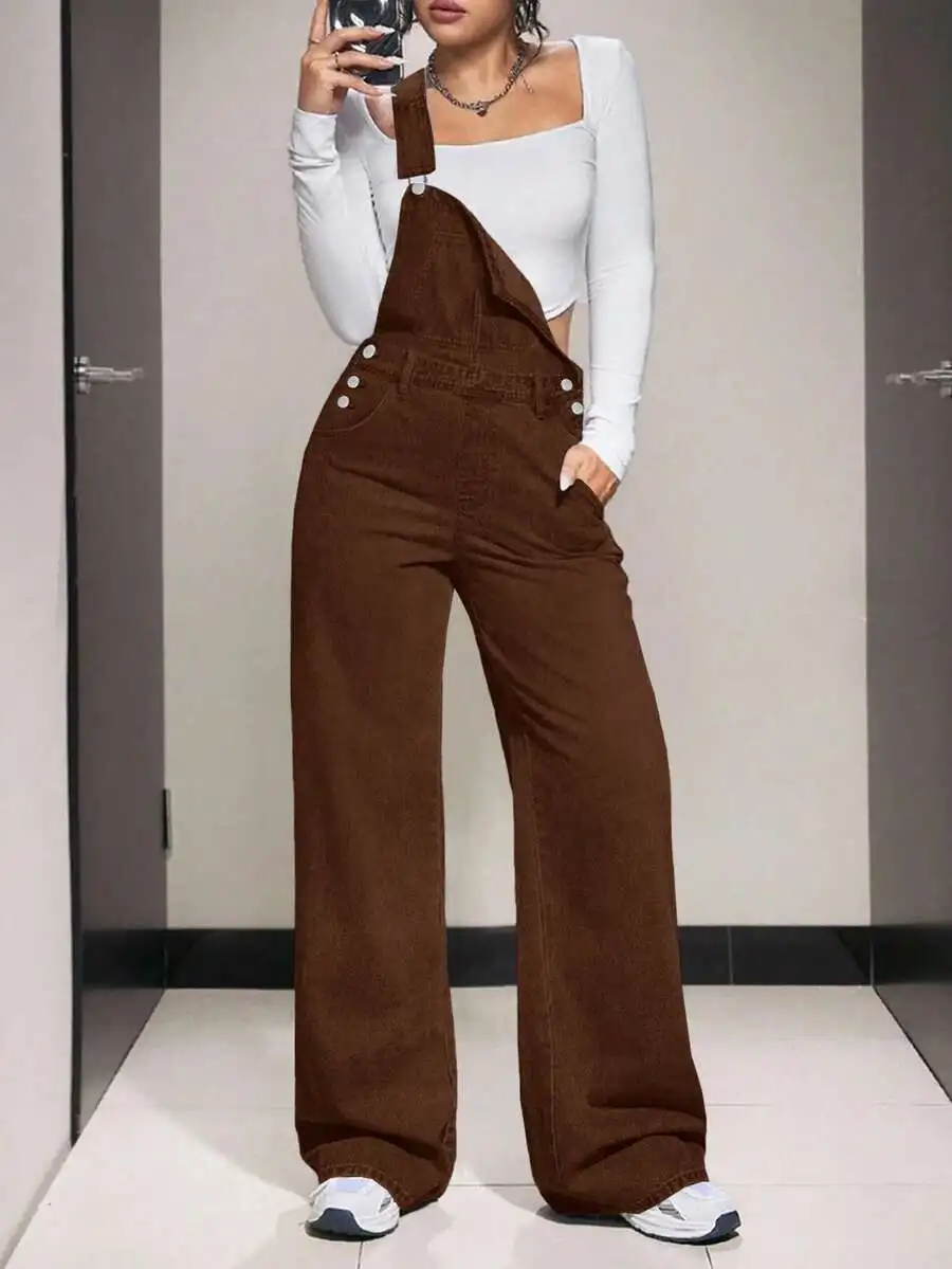 Womens Brown Denim Overalls Loose Wide Leg Pants Mid Rise Casual Workwear
Womens Brown Denim Overalls Loose Wide Leg Pants Mid Rise Casual Workwear