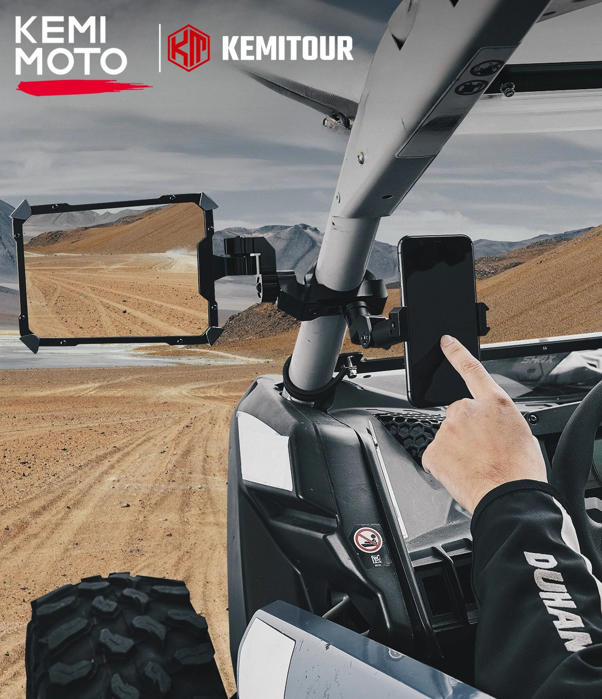 KEMIMOTO UTV Side Mirrors with Phone Mount for 1.65-2" Roll Bars Compatible with Polaris RZR for Can Am Maverick X3 CNC Aluminum
KEMIMOTO UTV Side Mirrors with Phone Mount for 1.65-2" Roll Bars Compatible with Polaris RZR for Can Am Maverick X3 CNC Aluminum