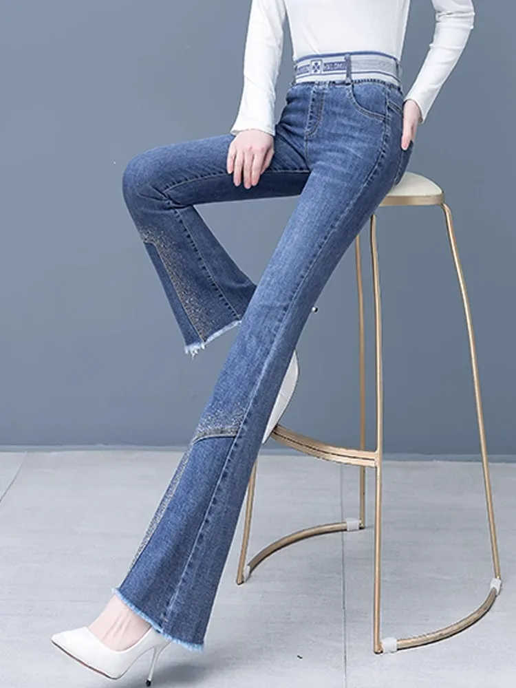 High Waist Wide Leg Jeans Women's Elastic Waist Draped Feel Frayed Hem Slimming Jeans Long Pants Deep Blue Spring Autumn Winter
High Waist Wide Leg Jeans Women's Elastic Waist Draped Feel Frayed Hem Slimming Jeans Long Pants Deep Blue Spring Autumn Winter