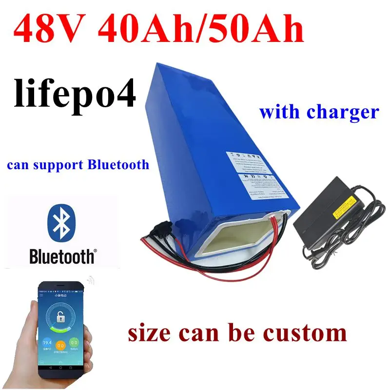 48V 50Ah Lifepo4 48v 40AH lithium battery Bluetooth BMS APP 16S for 2000w Scooter bike tricycle boat go cart +5A charger
48V 50Ah Lifepo4 48v 40AH lithium battery Bluetooth BMS APP 16S for 2000w Scooter bike tricycle boat go cart +5A charger