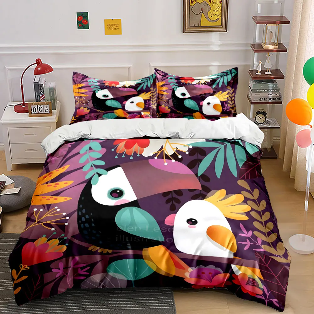 Illustrated parrots with floral Print Soft Comfortable Duvet Cover Bedding Set Included 1*Duvet Cover 2*Pillowcases
Illustrated parrots with floral Print Soft Comfortable Duvet Cover Bedding Set Included 1*Duvet Cover 2*Pillowcases