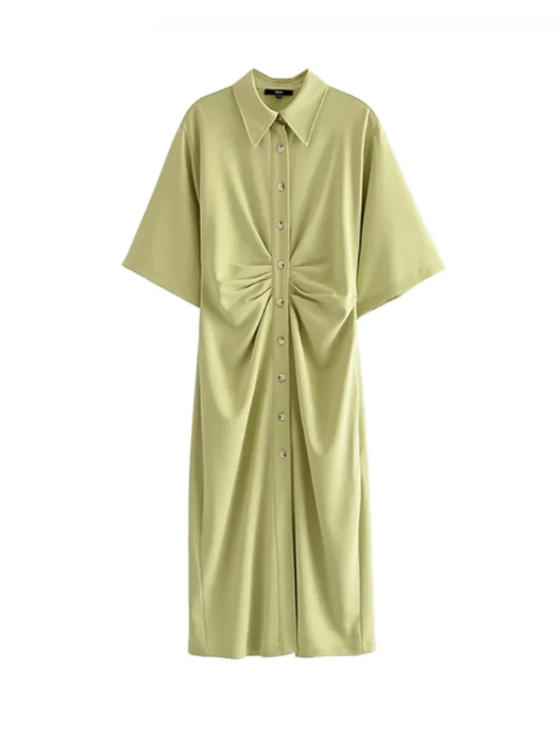 Women Chic Fashion Button-up Draped Midi Shirt Dress Vintage Short Sleeve Side Zipper Female Dresses Vestidos shirt dresses
Women Chic Fashion Button-up Draped Midi Shirt Dress Vintage Short Sleeve Side Zipper Female Dresses Vestidos shirt dresses