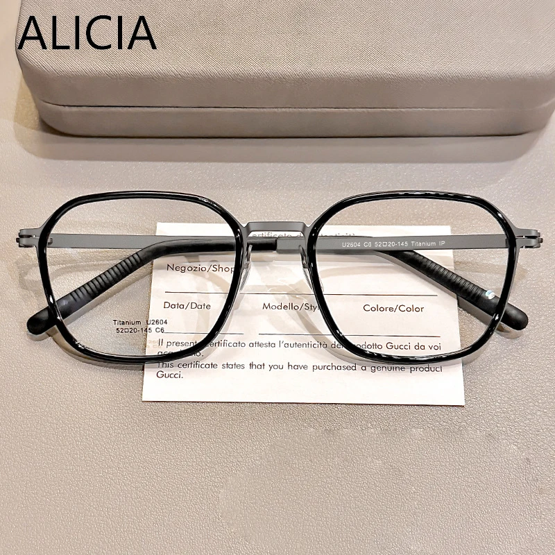 ALICIA Fashion Retro Polygon Full Frame Luxury Ultra light TR90 Pure Titanium Eyewear Optical Prescription Frames Man Woman
ALICIA Fashion Retro Polygon Full Frame Luxury Ultra light TR90 Pure Titanium Eyewear Optical Prescription Frames Man Woman