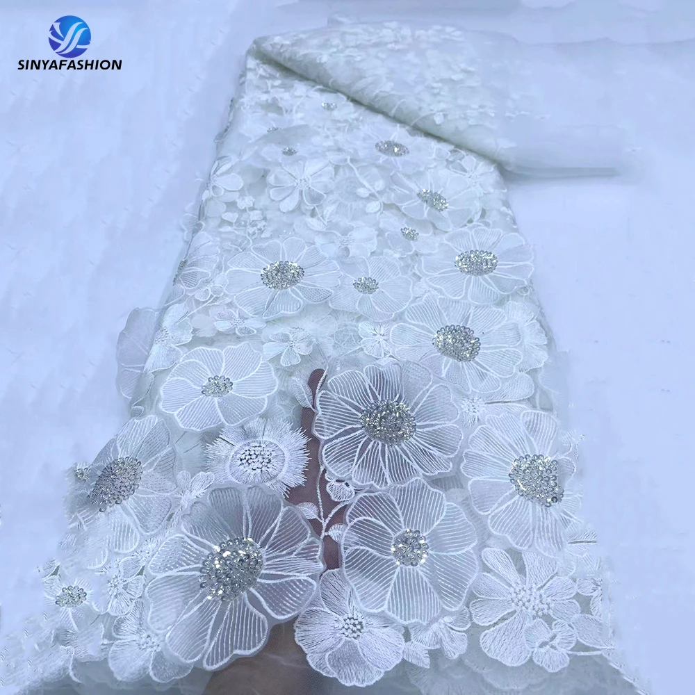 Sinya High Quality White Black Gold Blue Lilac Fuchsia African 3D Applique Embroidery Tulle Sequins Beaded Lace Fabric Luxury
Sinya High Quality White Black Gold Blue Lilac Fuchsia African 3D Applique Embroidery Tulle Sequins Beaded Lace Fabric Luxury