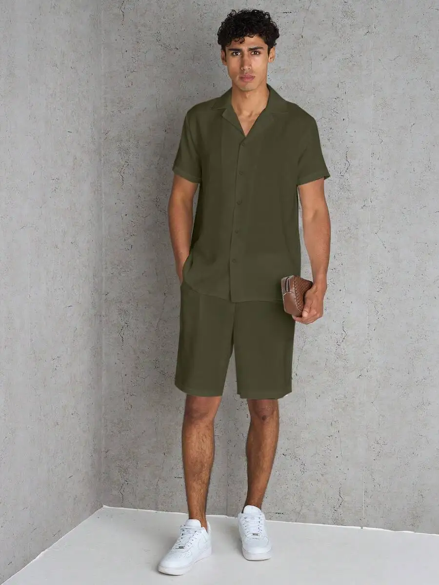 Mens 2 Piece Summer Outfit Button Down Shirt And Shorts Set Casual Stretch Breathable
Mens 2 Piece Summer Outfit Button Down Shirt And Shorts Set Casual Stretch Breathable