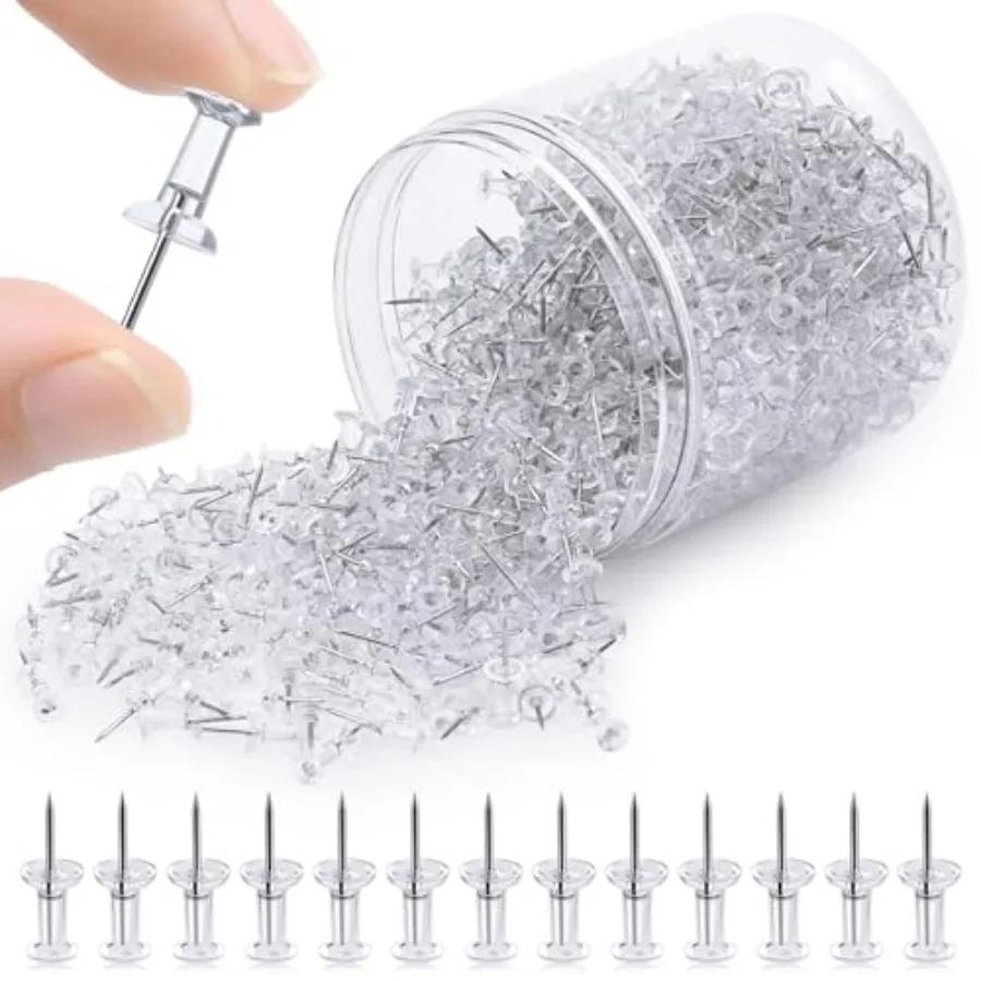 800 Pack Push Pins for Bulletin Board, Push Pins Tacks, Thumb Tacks with Clear Plastic Head and Steel Point, Clear Push Pins fo
800 Pack Push Pins for Bulletin Board, Push Pins Tacks, Thumb Tacks with Clear Plastic Head and Steel Point, Clear Push Pins fo