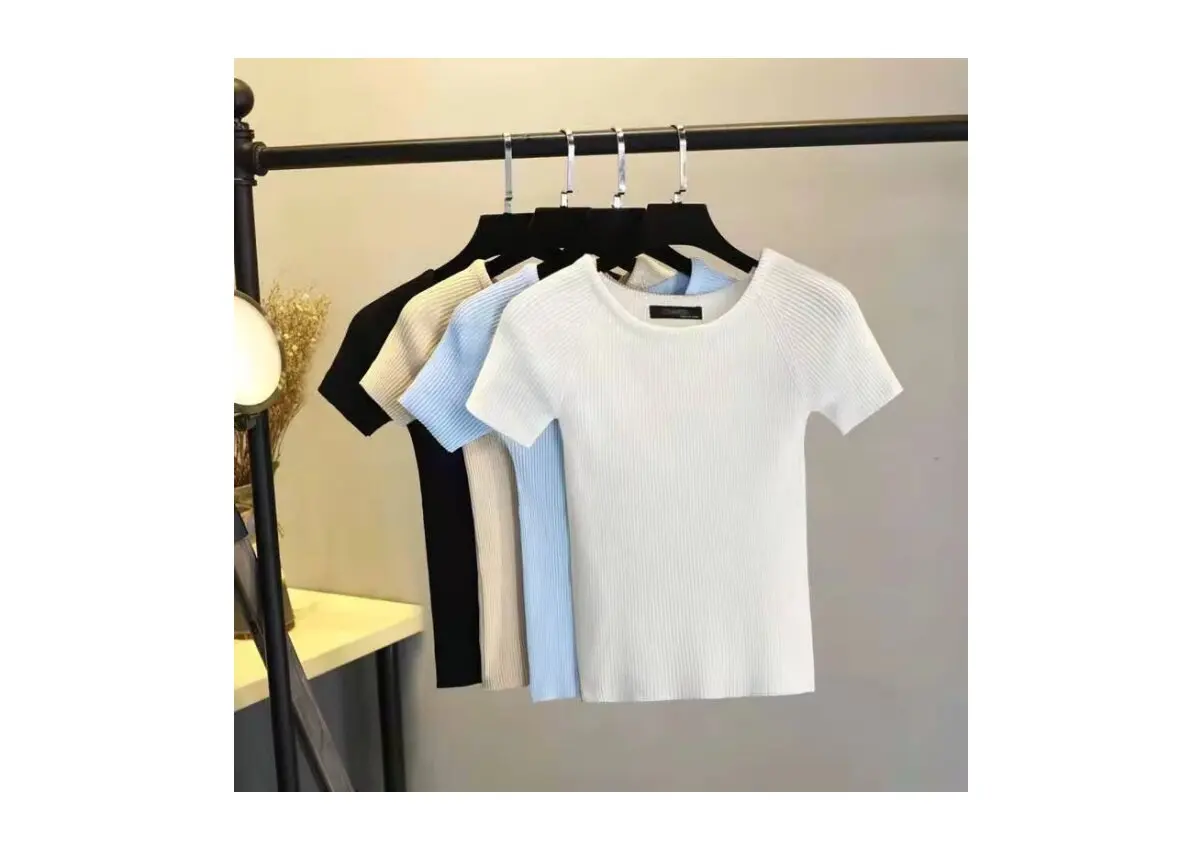 Summer T-shirt knitted short sleeve round collar thin style slim basic female T blood
Summer T-shirt knitted short sleeve round collar thin style slim basic female T blood