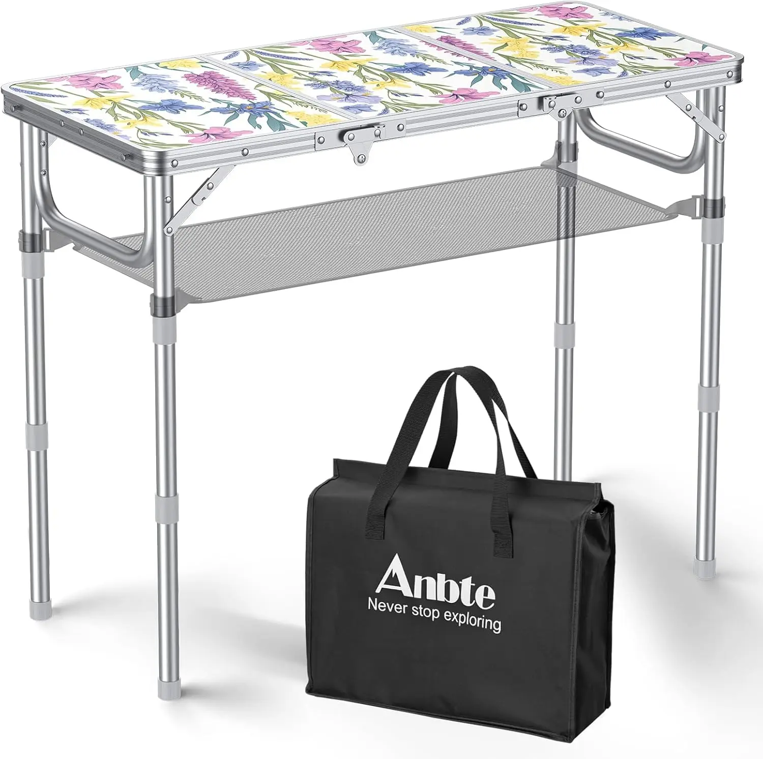 3ft Folding Camping Table with Storage Net & Bag, 3 Adjustable Heights up to 27.5", Lightweight Portable for Outdoor Indoor Use
3ft Folding Camping Table with Storage Net & Bag, 3 Adjustable Heights up to 27.5", Lightweight Portable for Outdoor Indoor Use