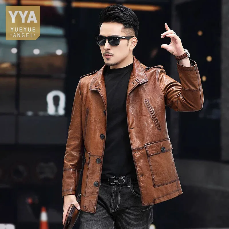 Business Casual Vintage Mens Genuine Leather Long Coat High Quality Long Sleeve Stand Collar Oil Wax Leather Jacket Windbreakers
Business Casual Vintage Mens Genuine Leather Long Coat High Quality Long Sleeve Stand Collar Oil Wax Leather Jacket Windbreakers
