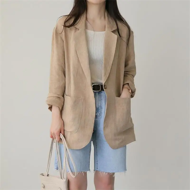 2025 Spring and Summer Korean New Style Herringbone Linen Loose Simple Long-sleeved Casual Blazer for Women
2025 Spring and Summer Korean New Style Herringbone Linen Loose Simple Long-sleeved Casual Blazer for Women
