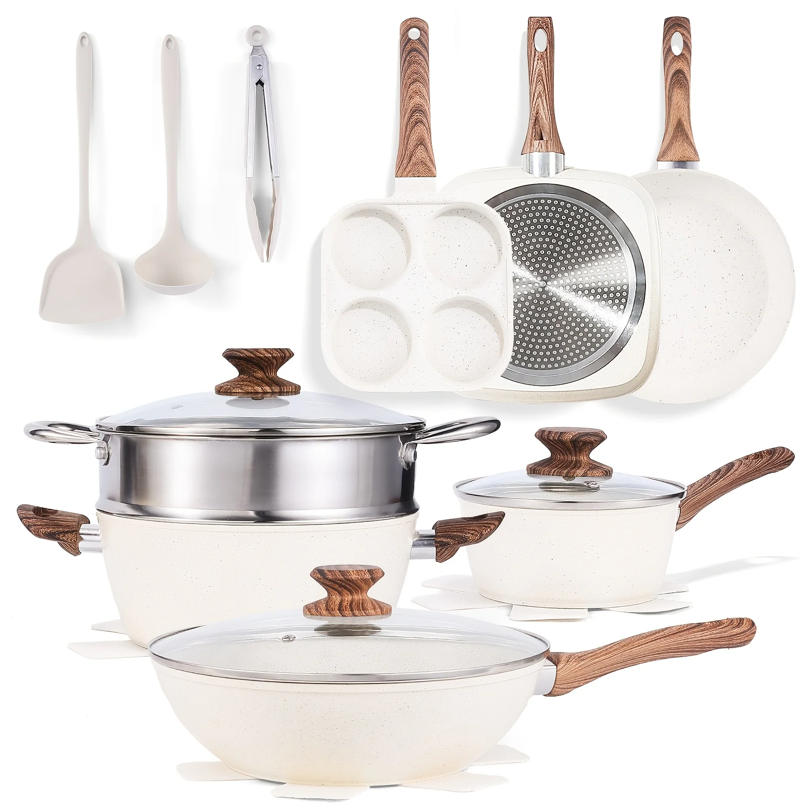 25pcs Nonstick Cookware Set - Pots And Pans Set, PFOA/PFOS Free & Non-Toxic, Induction Compatible Kitchen Cooking Set with Frying Pans, Saucepans & Kitchen Utensils
25pcs Nonstick Cookware Set - Pots And Pans Set, PFOA/PFOS Free & Non-Toxic, Induction Compatible Kitchen Cooking Set with Frying Pans, Saucepans & Kitchen Utensils