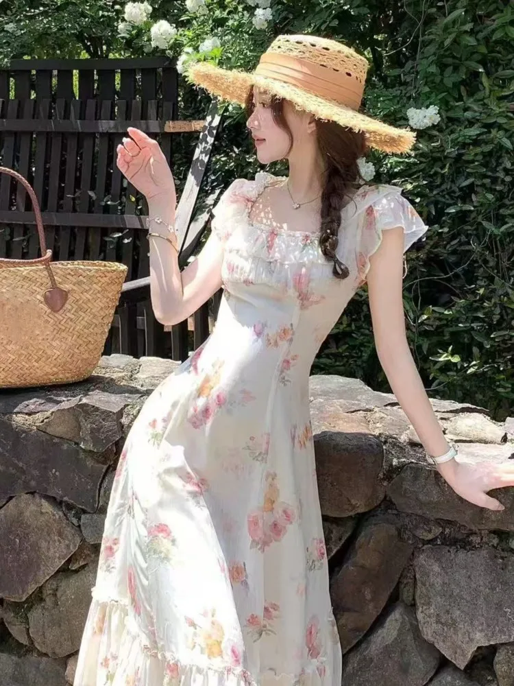 Women's Fairy French Print Dresses Roamntic Elegant Zipper Lace Up New Ruffles Slim Fit Folds Mejur Dress Summer Fashion Vestido
Women's Fairy French Print Dresses Roamntic Elegant Zipper Lace Up New Ruffles Slim Fit Folds Mejur Dress Summer Fashion Vestido
